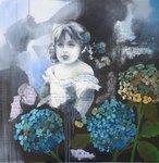 Les hortensias 80X80 cm